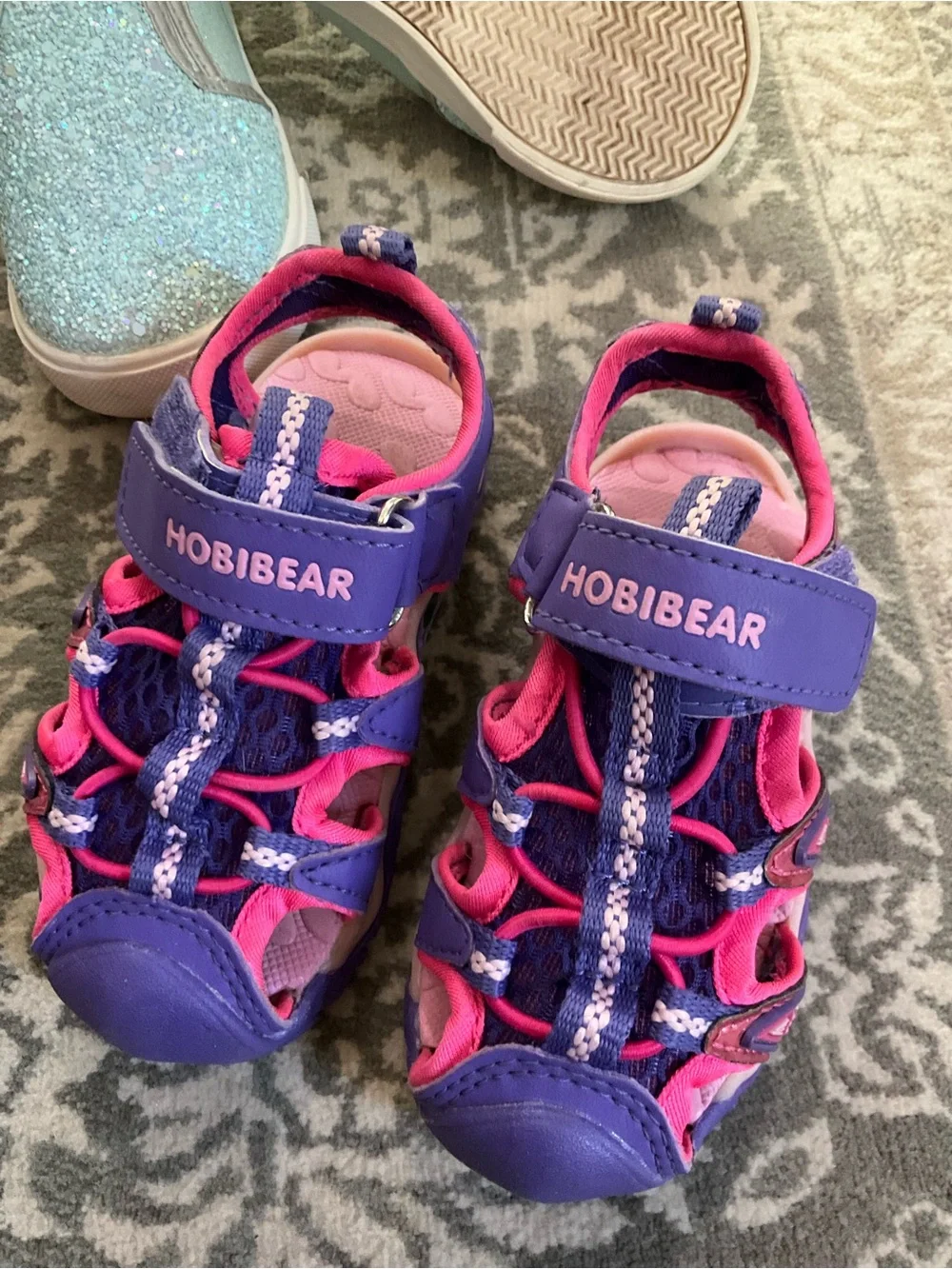 OshKosh B'gosh Glitter Sneakers Pink Floral Water Shoes Hobibear sandals 6